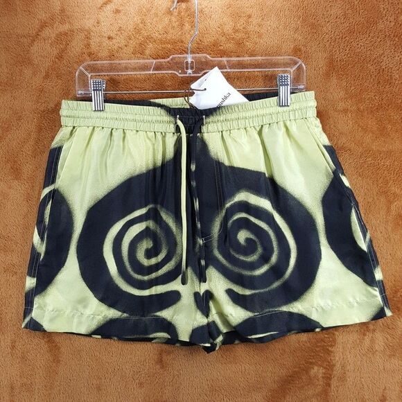 Nanushka Other - NANUSHKA Shorts Mens Medium Yellow Black Swirl Spray 100% Silk AMIL $495